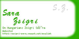 sara zsigri business card